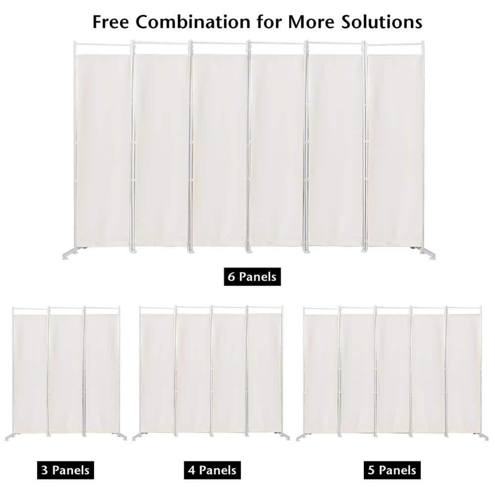 Costway 6-Panel Room Divider Folding Privacy Screen w/Steel Frame Decoration White