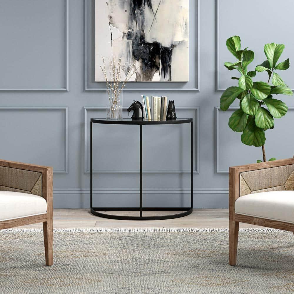 Evelyn&Zoe Verlaine 32" Wide Demilune Console Table, Blackened Bronze