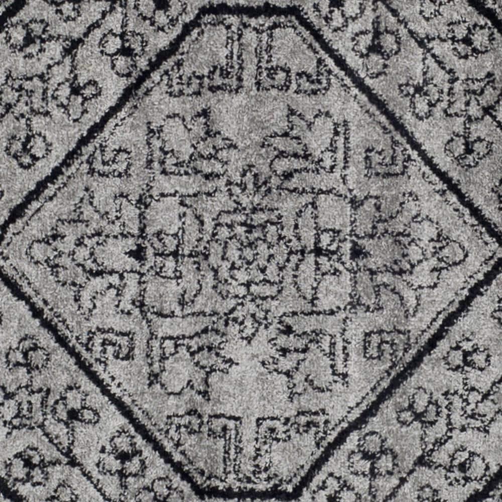 Adirondack ADR108 Power Loomed Area Rug - Silver/Black - 4'x4' - Safavieh.