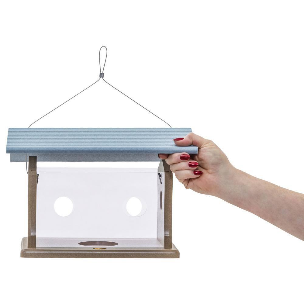 Birds Choice Bluebird Feeder in Taupe and Blue Recycled Plastic