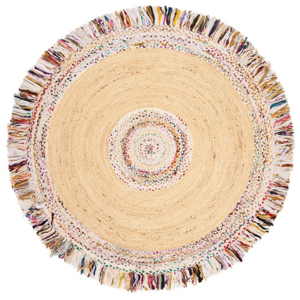 Cape Cod CAP205 Hand Woven Area Rug - Ivory/Light Beige - 5' Round - Safavieh.