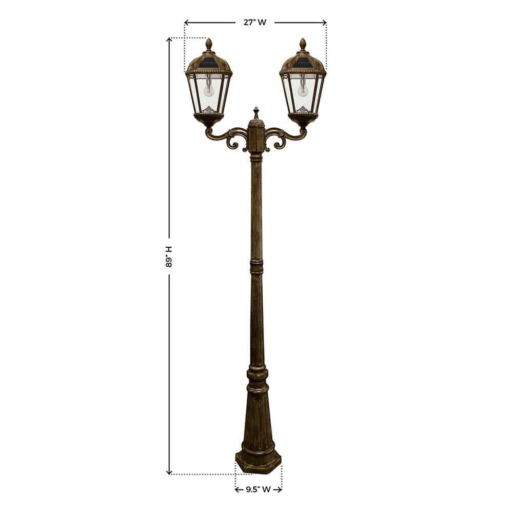 Gama Sonic Royal Brown 2-Light 89" H 300 Lumen Solar Powered Lamp Post (Full)