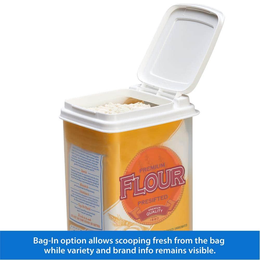 Buddeez Flour and Sugar Container - 3.75 Quart All Purpose Kitchen Organization and Storage Unit, Large Food Storage Container For Kitchen and Organizing Your Pantry (with Scoop)