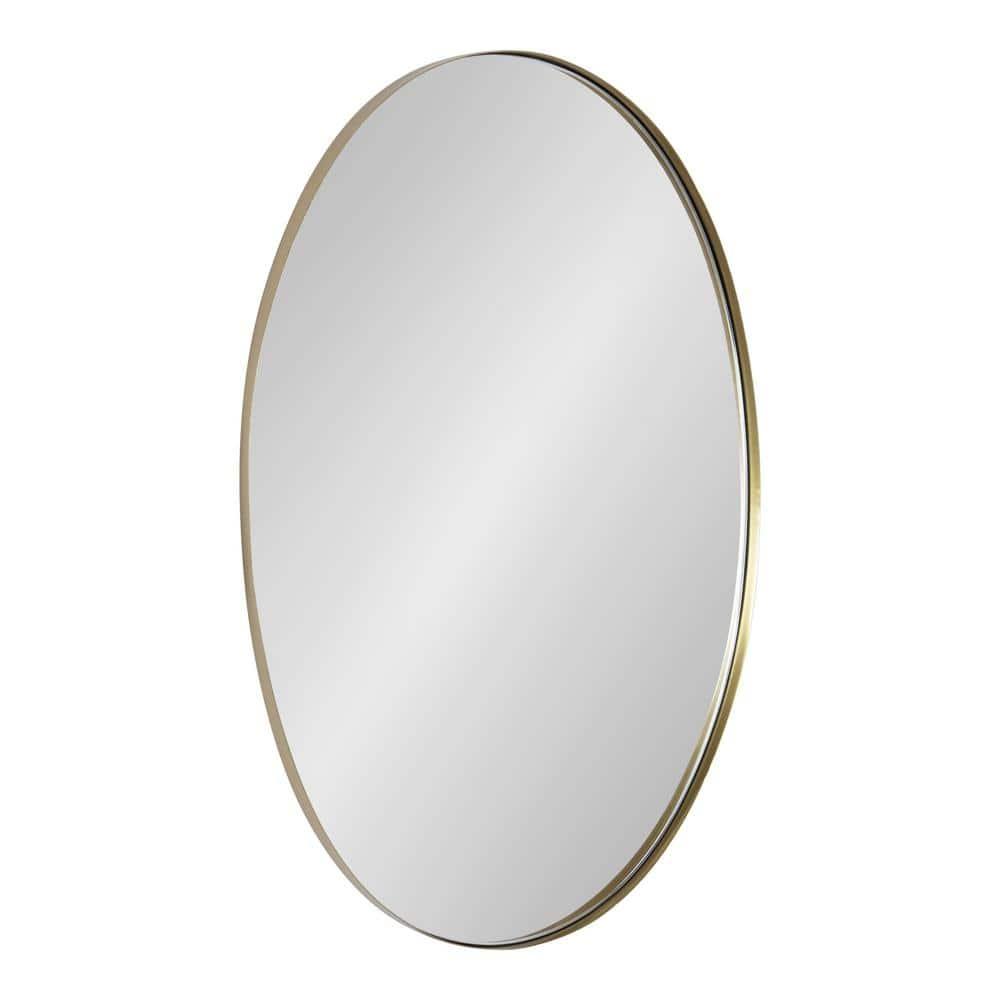 Kate and Laurel Rollo Midcentury Oval Metal Framed Mirror, 20 x 30, Gold, Decorative Modern Mirror Decor for Wall