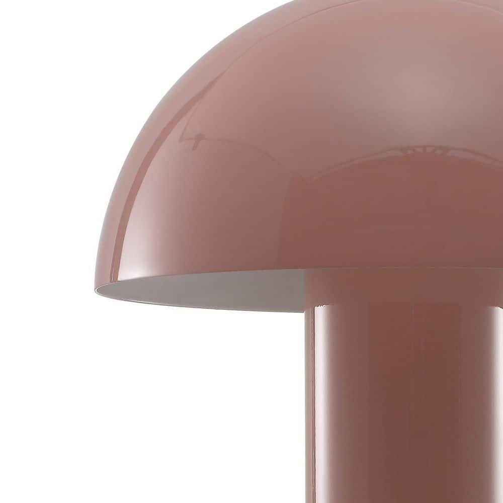JONATHAN Y JYL7115F Boletus 10.75" Contemporary Bohemian Rechargeable/Cordless Iron Integrated Portable LED Mushroom Table Lamp, Modern, Coastal for living room, dinning room, bedroom, Pink