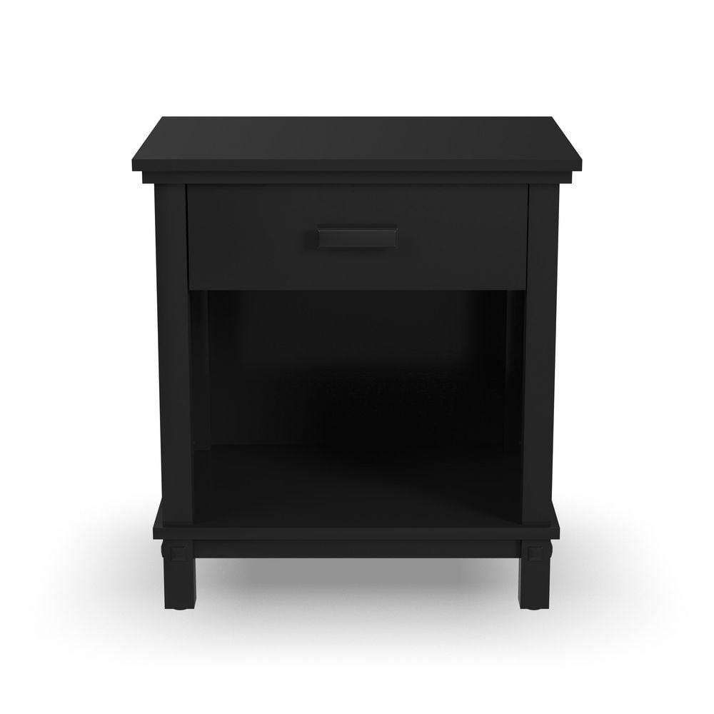 Homestyles Oak Park 1-Drawer Traditional Wood Closed Nightstand in Black
