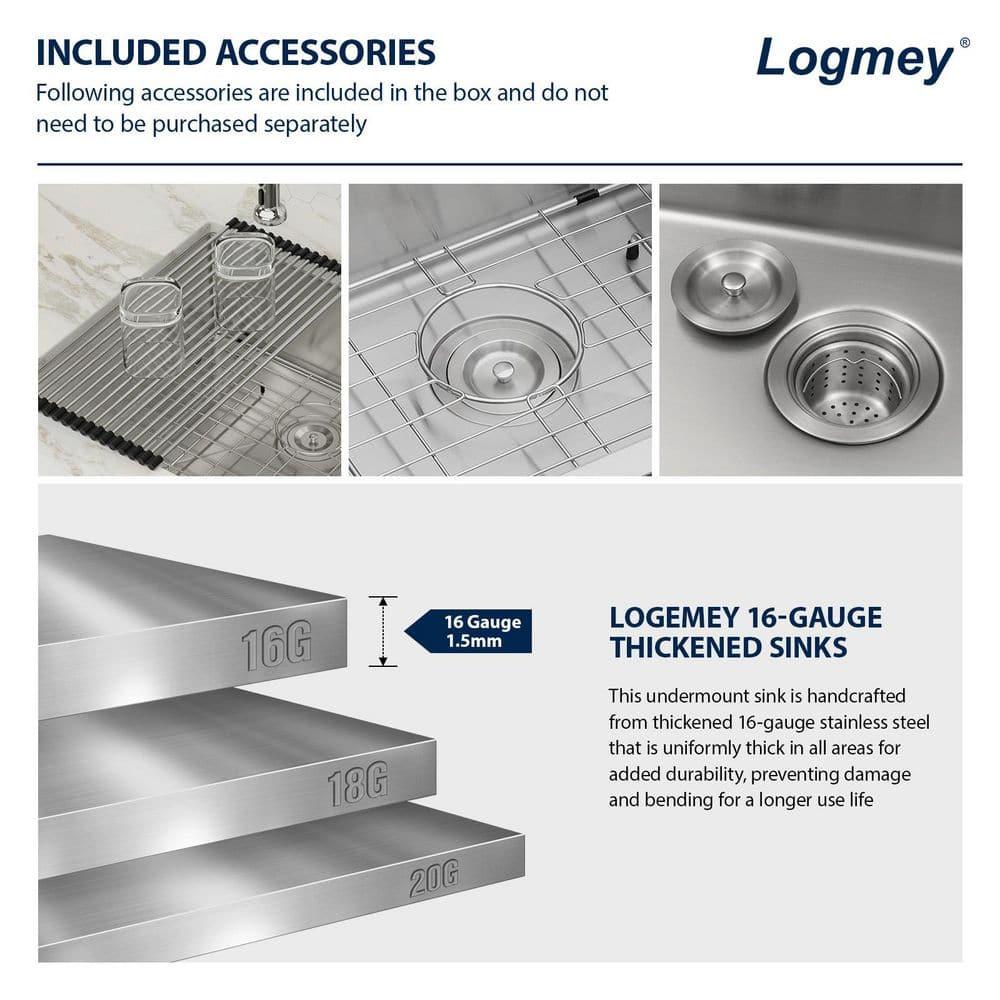 Logmey 25 Inch Drop In Kitchen Sink 25x22 In Handmade Stainless Steel Kitchen Sinks 16 Gauge Topmount Sink Single Bowl Round Corner Sink Bar Sink Prep 25x22x9 Inches