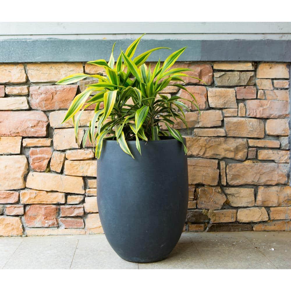 Rosemead Home & Garden, Inc. 17" Wide Kante Modern Concrete/Fiberglass Indoor Outdoor Planter Pot Charcoal Gray: Weather-Resistant