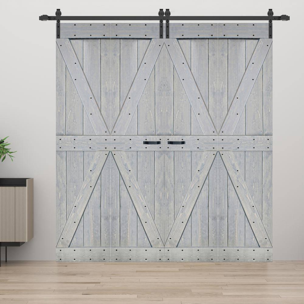 IsLife K Style Finished Solid Wood Bi-Fold Double Barn Door With Hardware Kit -Assembly Needed