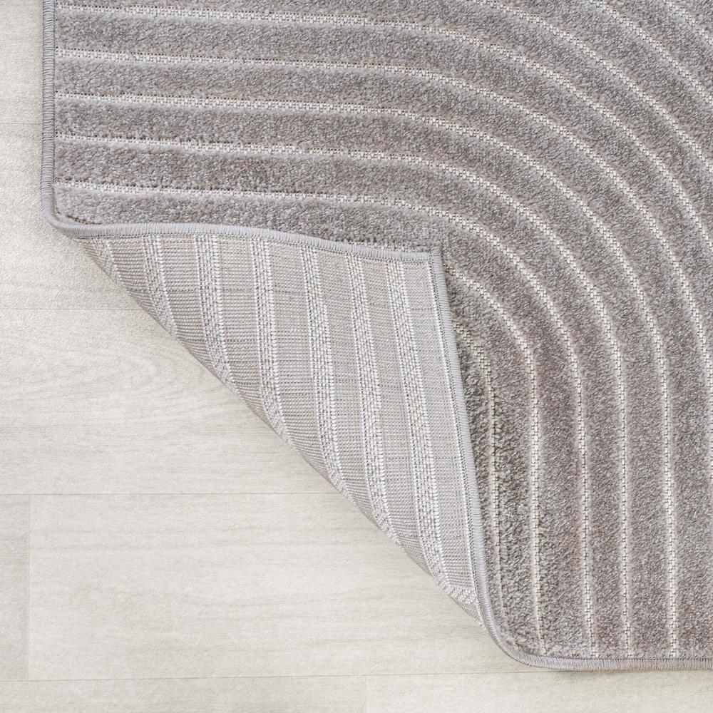 JONATHAN Y Skagen High-Low Minimalist Curve Geometric Gray/Ivory 4 ft. x 6 ft. Indoor/Outdoor Area Rug