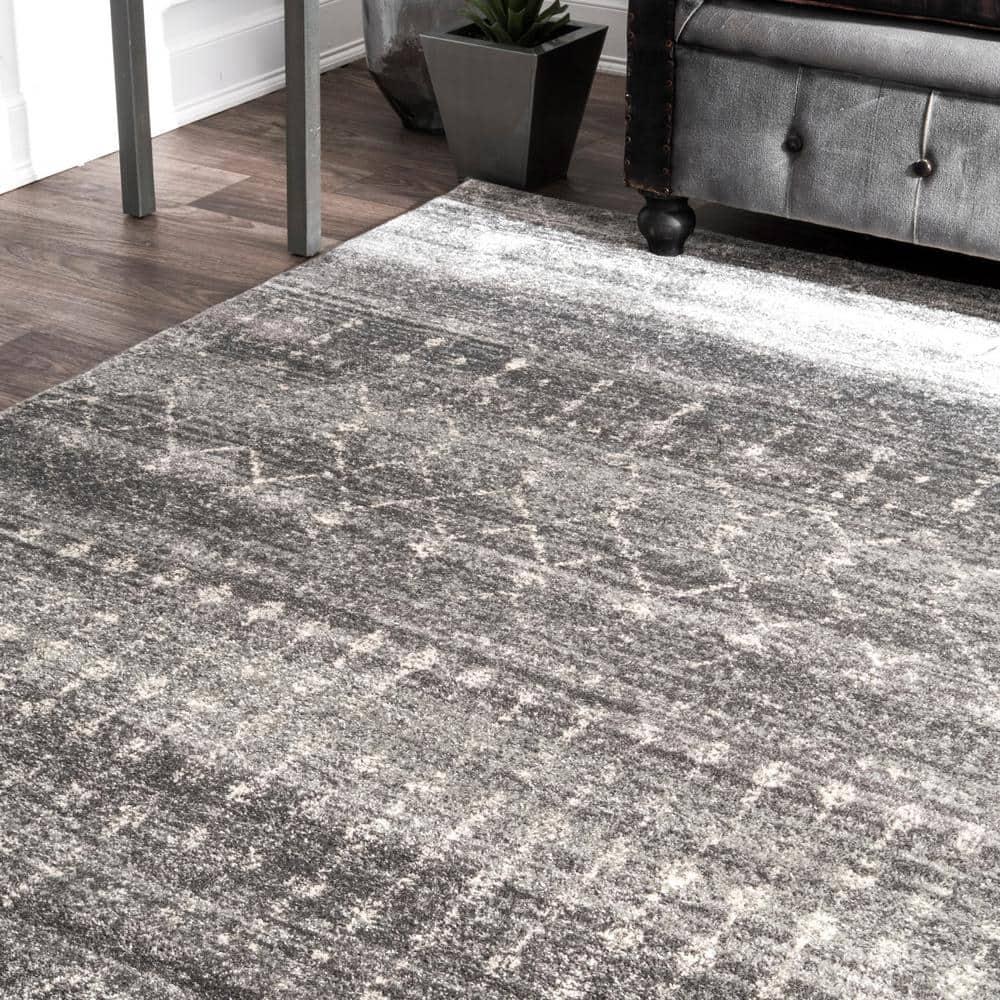 Nuloom 6 Square Moroccan Blythe Indoor Area Rug, Dark Grey, Faded Bohemian Design, Stain Resistant, BedroomLiving Room, Kitchen,