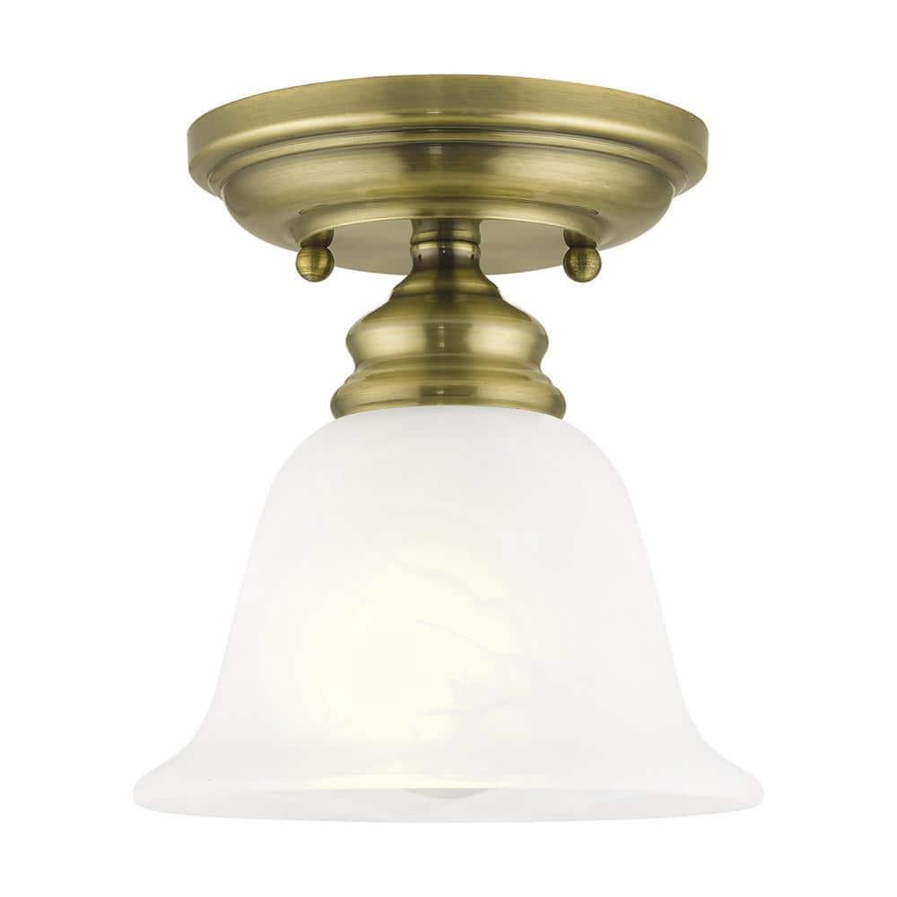 Livex Lighting Essex 1 - Light Flush Mount in  Antique Brass