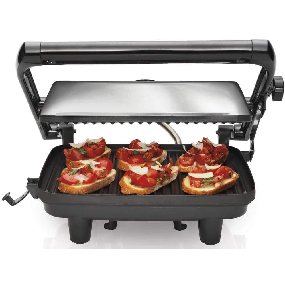 Hamilton Beach Panini Press & Gourmet Sandwich Maker, 10" x 8" Nonstick Grill Plates, 25460G