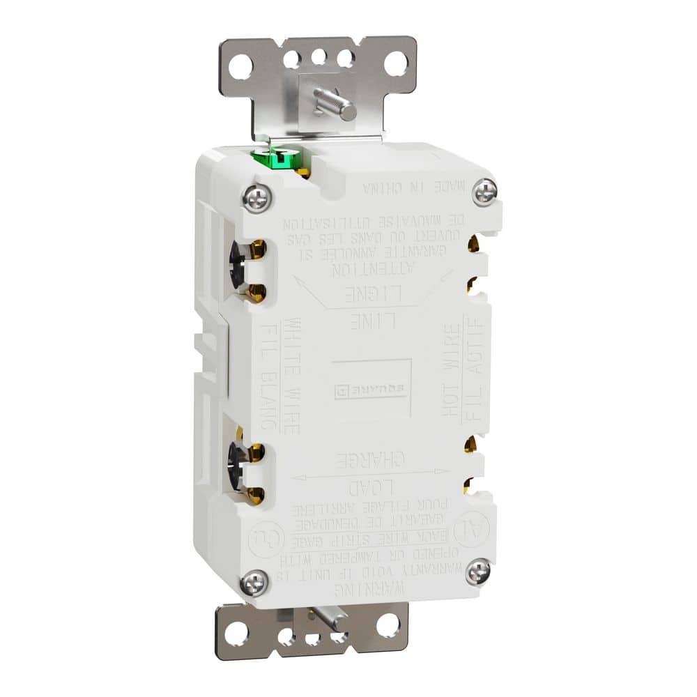 Square D X Series 15 -Amp 125-volt Tamper Resistant Weather Resistant GFCI Residential Decorator Outlet , Matte White