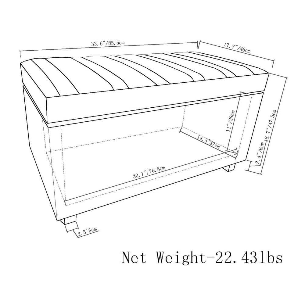 Simpli Home Darcy 33"W Upholstered Storage Ottoman Bench with Large Interior Storage and Child Safety Hinges