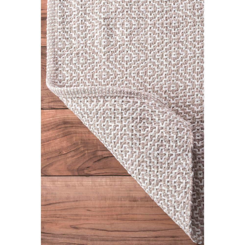 6'x9' Cotton Hand Loomed Lorretta Area Rug Taupe - nuLOOM: Modern Flat Pile Rectangle, Indoor Use, Canvas Backing