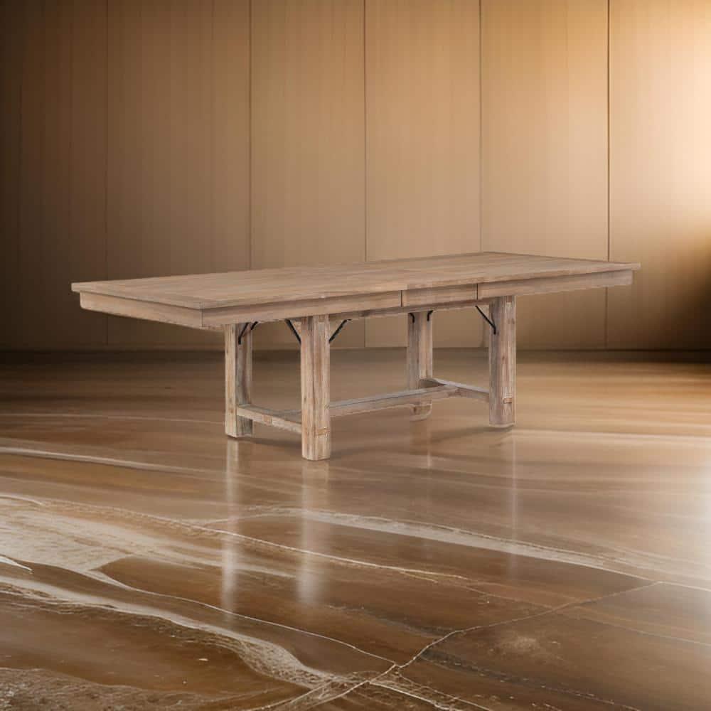 Benjara Deen 85-103 Inch Dining Table, 8 Seater, Self Storing Leaf, Brown Wood