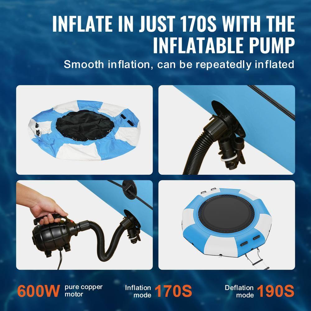 VEVOR Inflatable Water Bouncer, 10ft Recreational Water Trampoline, Kids Adults Floating Rebounder for Pool, Lake, Water Sports