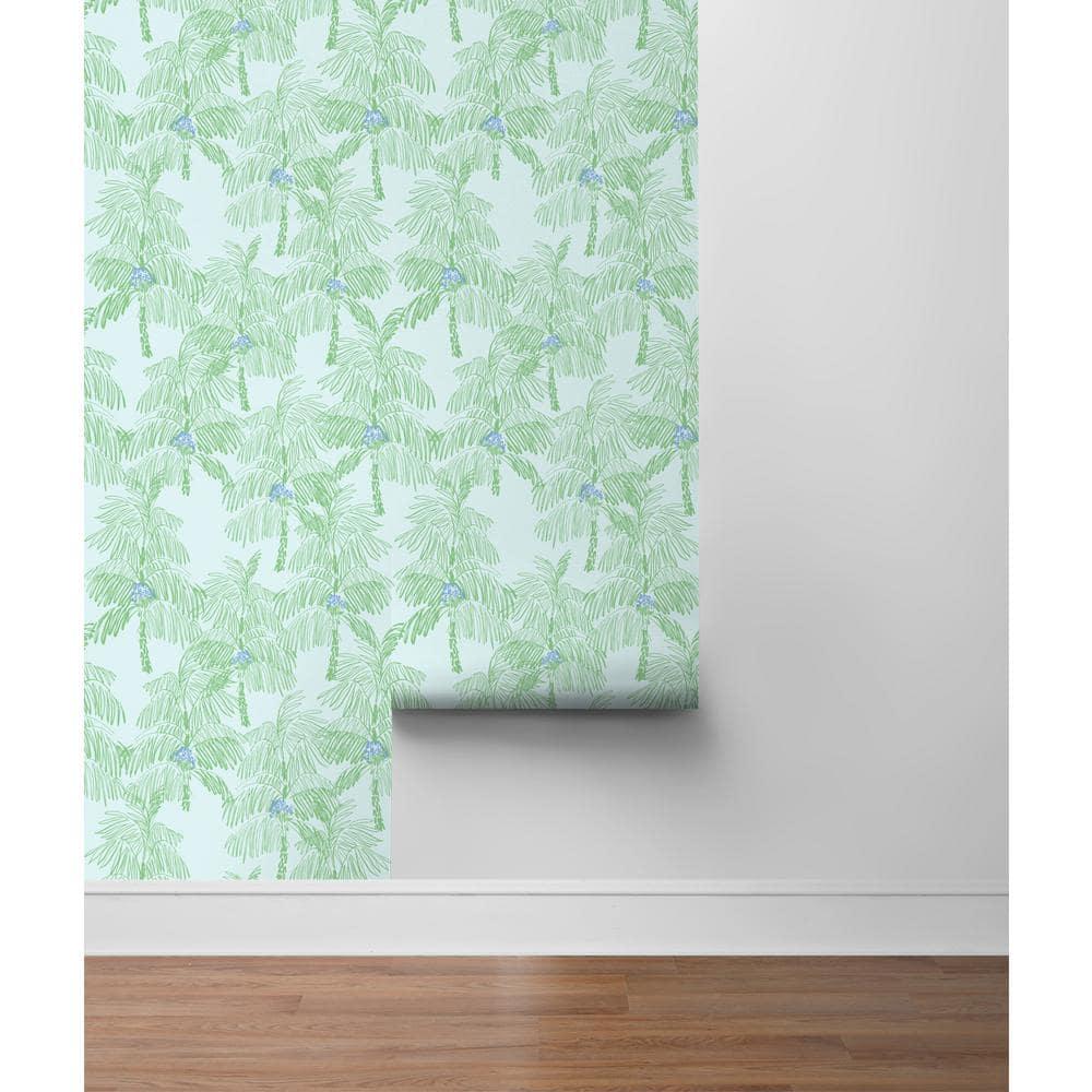 NextWall  Palm Beach Peel and Stick Wallpaper Baby Blue & Seafoam