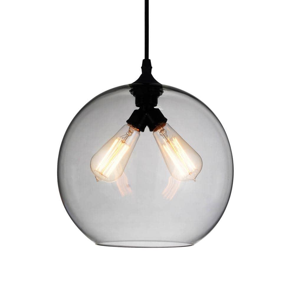 CWI Lighting 2 Light Contemporary Glass Mini Pendant in Black Smoke