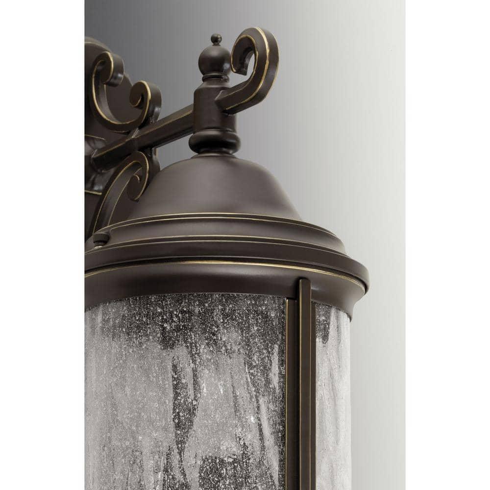 Progress Lighting Ashmore 3-Light Outdoor Wall Lantern in Antique Bronze with Shade