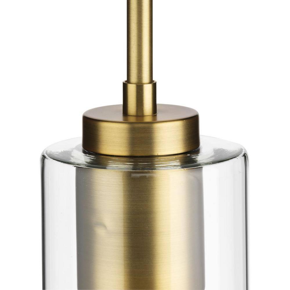 Progress Lighting Cofield 1-Light Pendant, Vintage Brass, Glass Shade