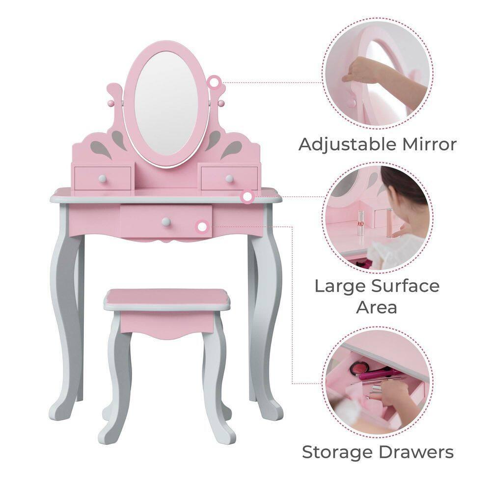 Teamson Kids Teamson Kids Wooden Princess Rapunzel 2-pc. Vanity Set, Gray/Pink