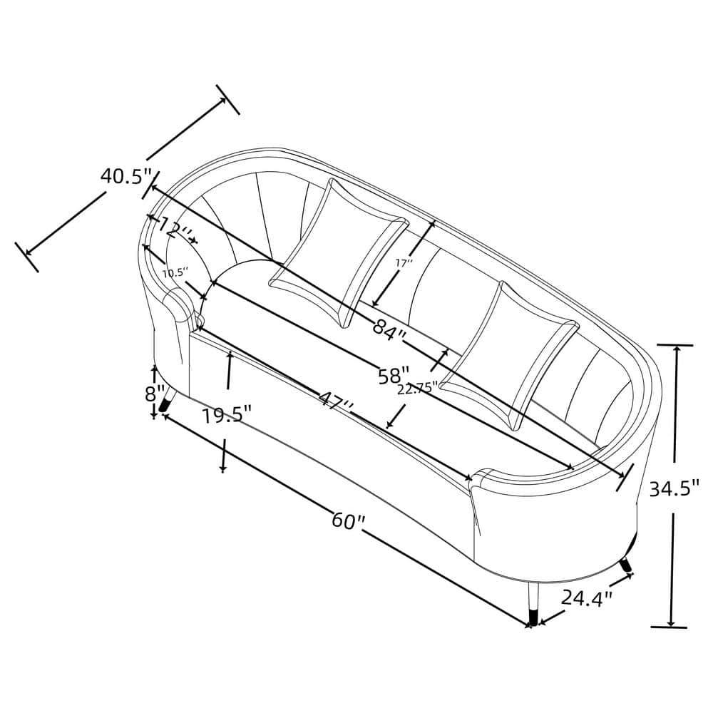 Coaster Ellorie Fabric Upholstered Channel Back Curved Loveseat Beige