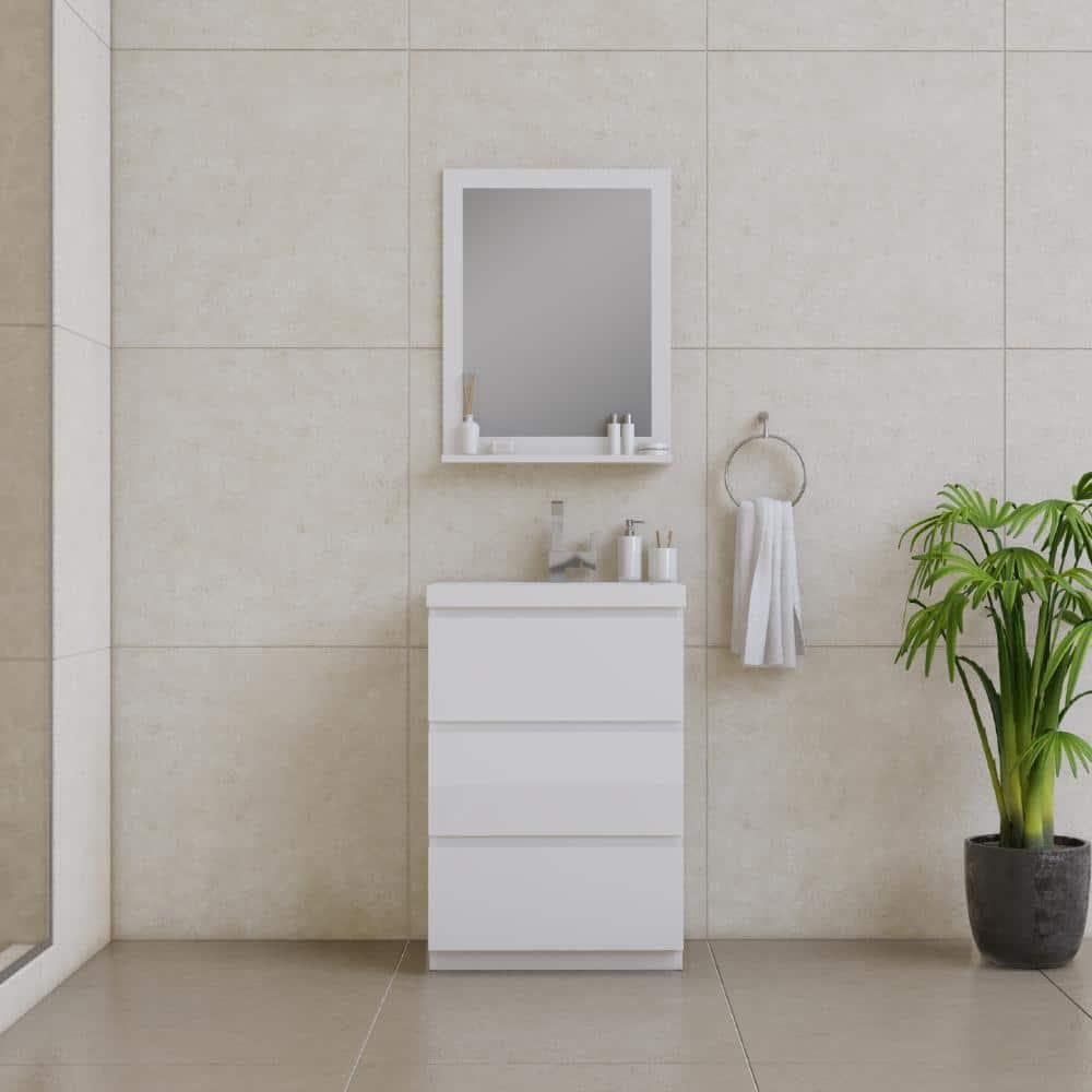 Alya Bath Paterno 24" Modern Wood Freestanding Bathroom Vanity in White