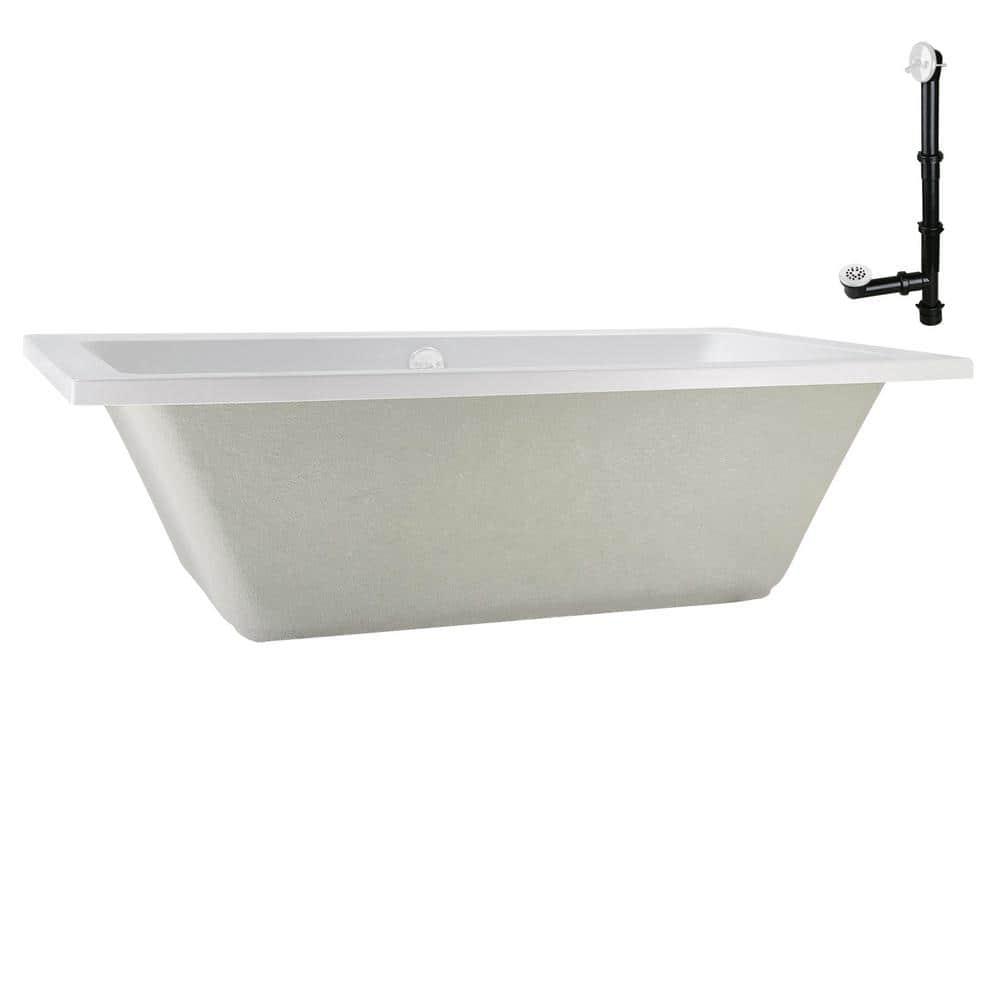 Streamline Bath 60" x 32" Acrylic Soaking Drop-In Bathtub, Drain Included N-4120-712-WH