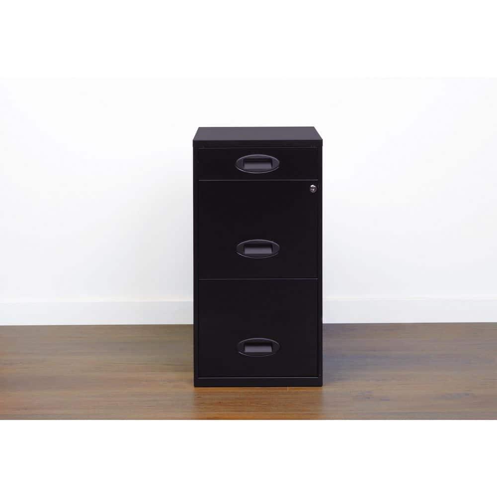 Space Solutions 3 Drawer Letter Width Vertical File Cabinet with Pencil Drawer, Black