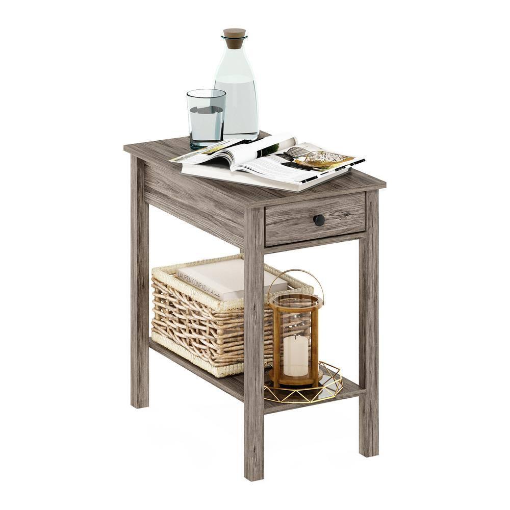 Furinno Montale Rectangular Side Table with Drawer, Rustic Oak
