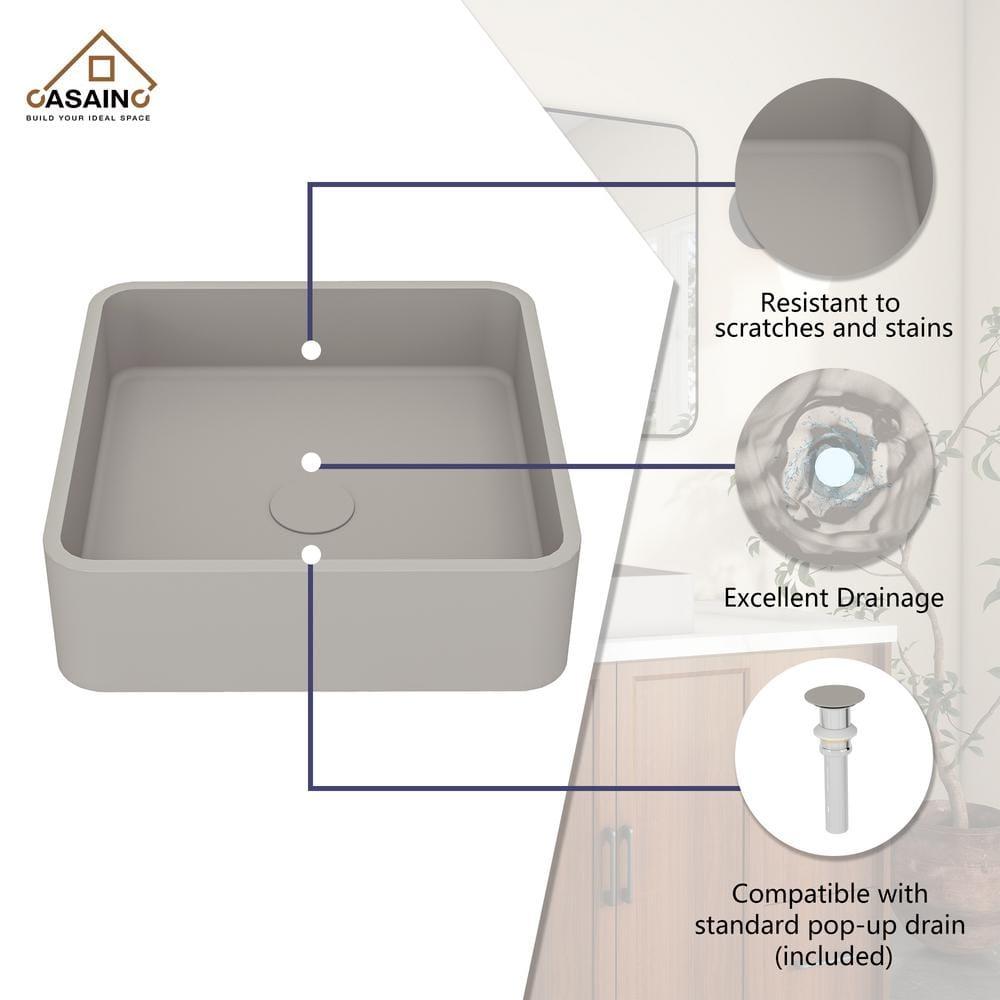 CASAINC CASAINC Maple 15.35'' Concrete Square Bathroom Sink CA-VS1020-TC