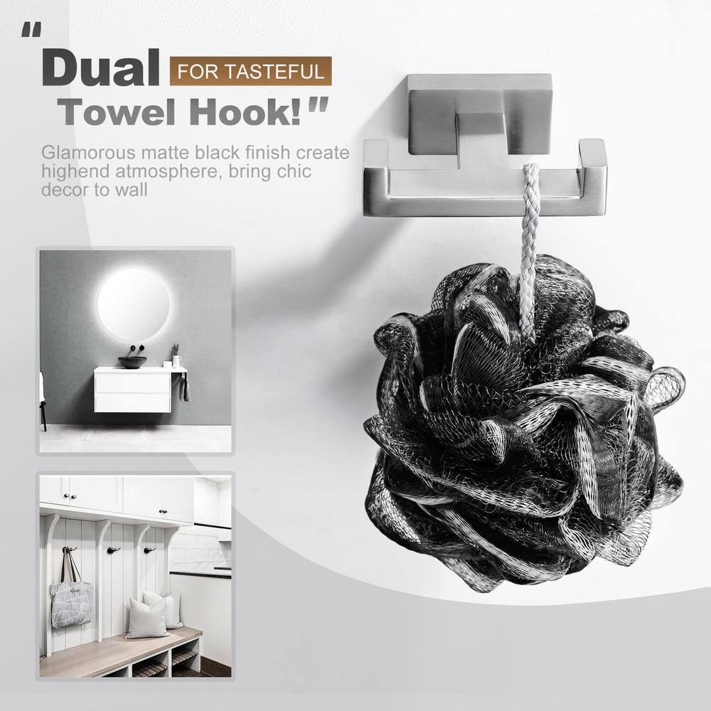 Wall Mount Knob Double Robe/Towel Hook in Brushed Nickel