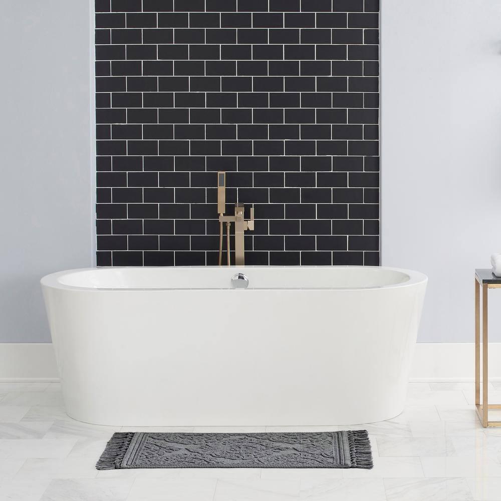 Jean Pierre Ricardo Cotton Fringe 21 x 34 in. Bath Rug, Dark Grey