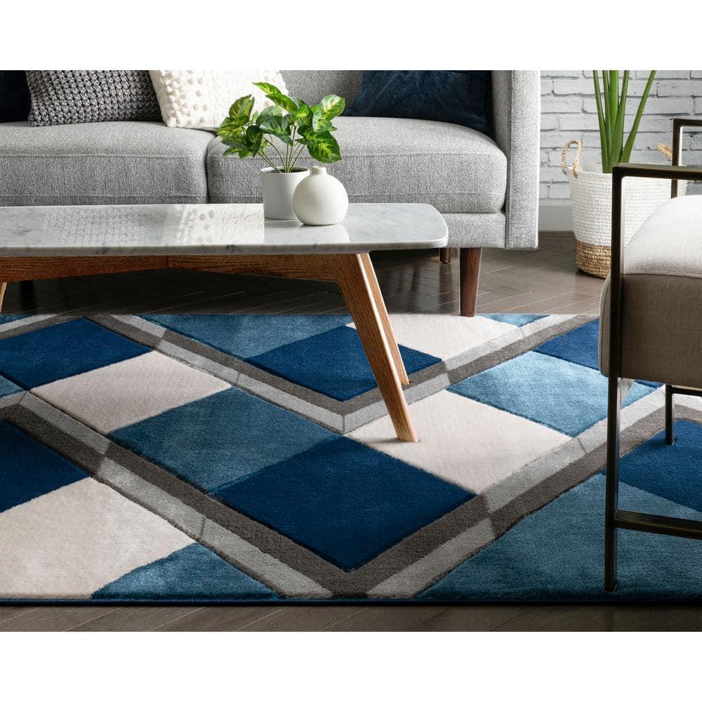 Well Woven Good Vibes Nora Modern Geometric Blue 3'11" x 5'3" Area Rug