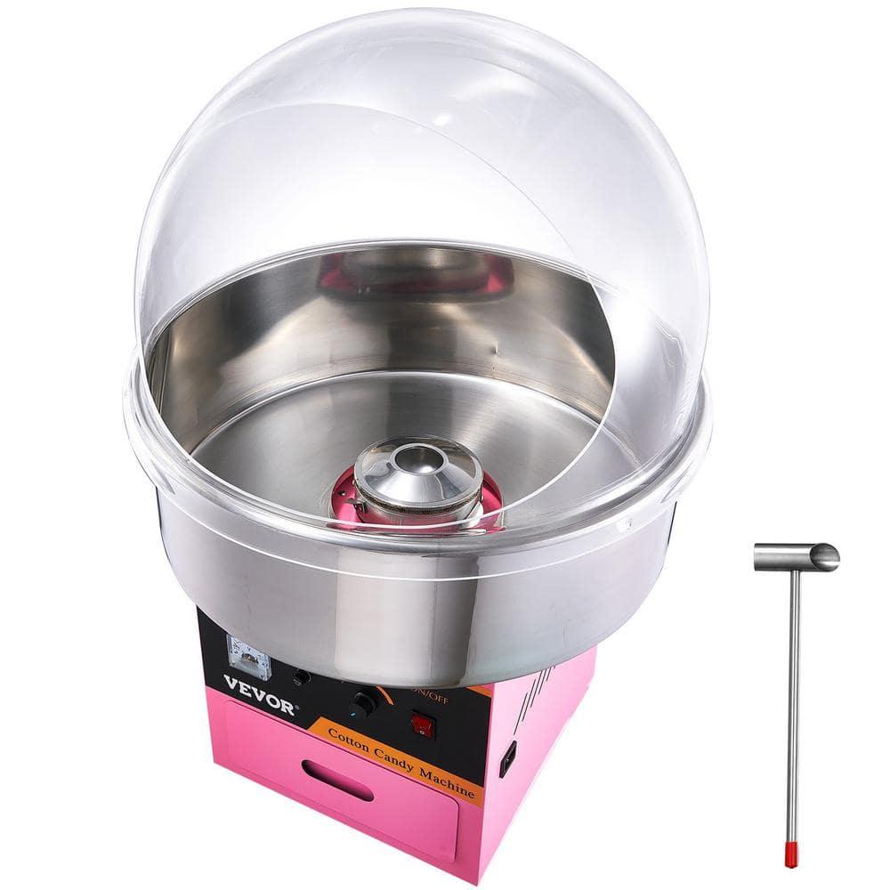 VEVOR Electric Cotton Candy Machine Cart, 1000W Commercial Floss Maker w/Stainless Steel Bowl, Sugar Scoop and Drawer, Perfect for Home, Carnival, Kids Birthday, Family Party, Pink