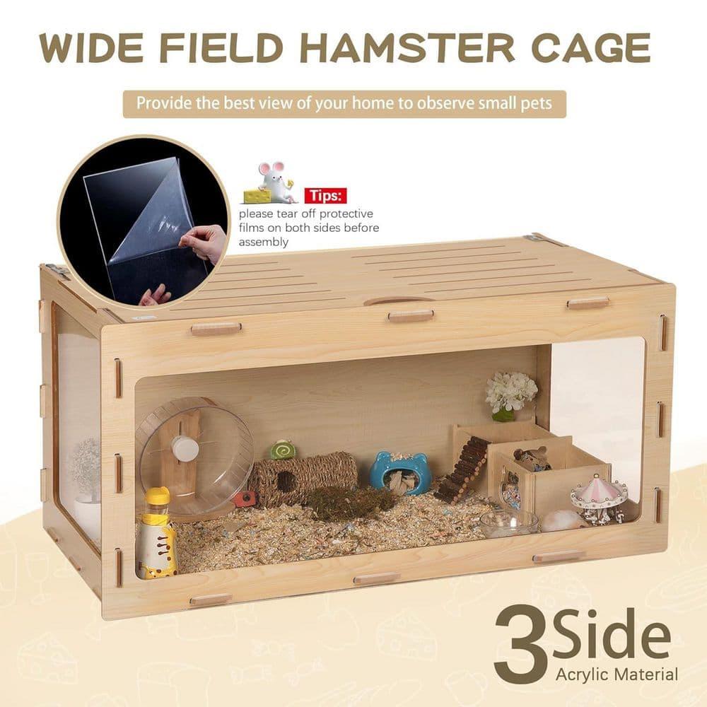 COZIWOW Large Wooden Hamster Cage,Habitat Shelter W/Acrylic Board,Flip Top