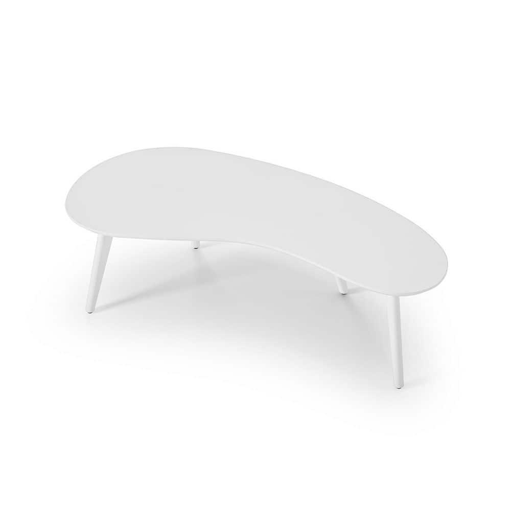 Camaflexi Mid Century Modern Coffee Table Small Tabletop Wood Coffee Desk, White