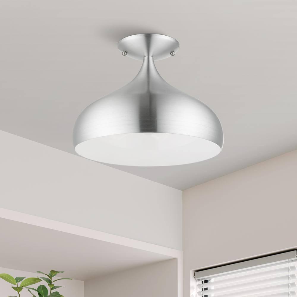 Livex Lighting Amador 1 - Light Semi-Flush Mount in  Brushed Aluminum