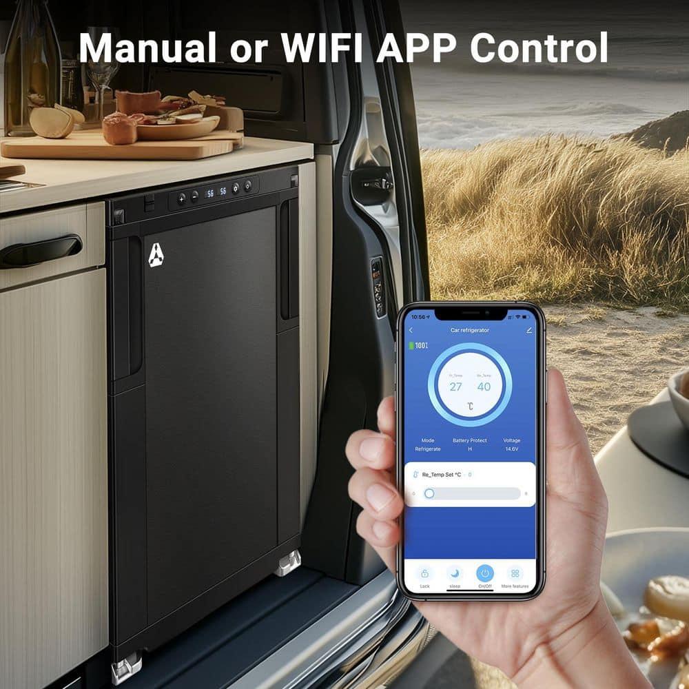 1.6 cu.ft. 45L RV Fridge and Freezer, Car Refrigerator with Lock, (-4℉-46℉) Outdoor Refrigerator in Black