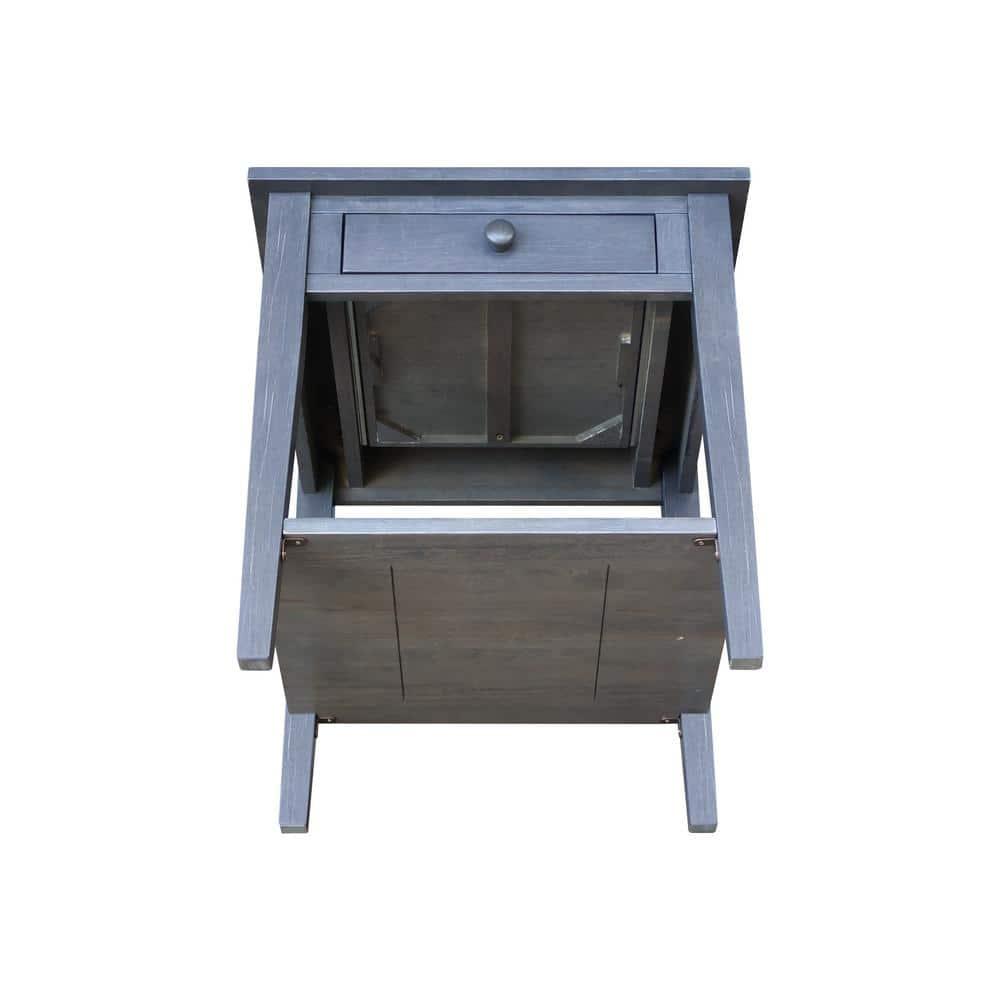 International Concepts Spencer End Table Antique Washed Heather Gray: Modern Square Hardwood Side Table, 25" High