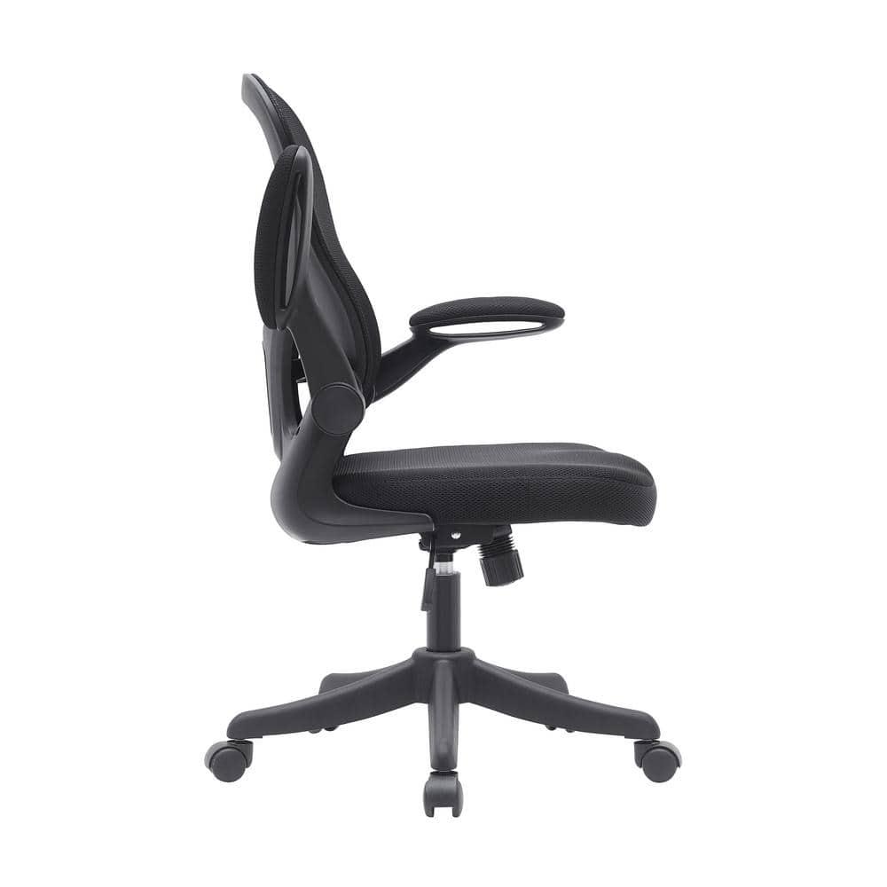 Techni Mobili Mesh Task Office Chair with Flip Up Arms Black - Techni Mobili: Ergonomic, Adjustable, Swivel, Nylon Frame