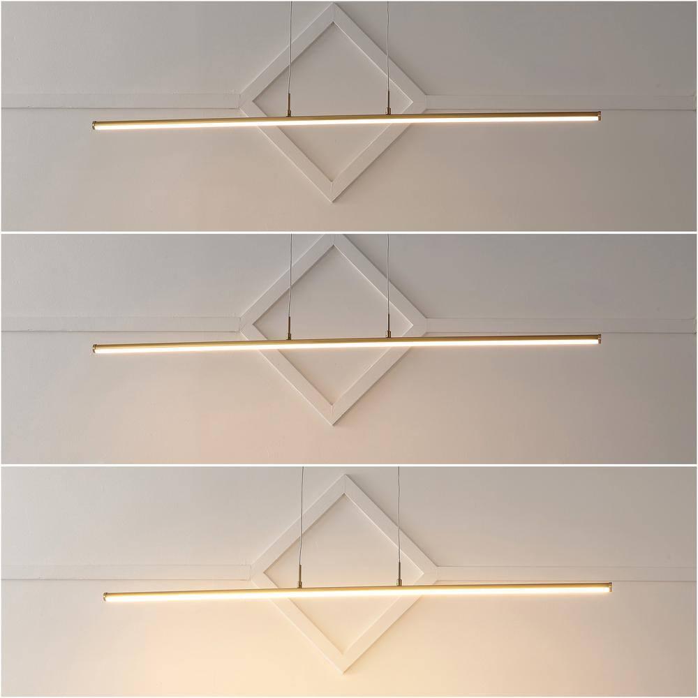 JONATHAN Y JYL7023C Conley 39.5" Adjustable Integrated LED Metal Linear Pendant, Brass Gold for Kitchen, Dining Room, Living Room