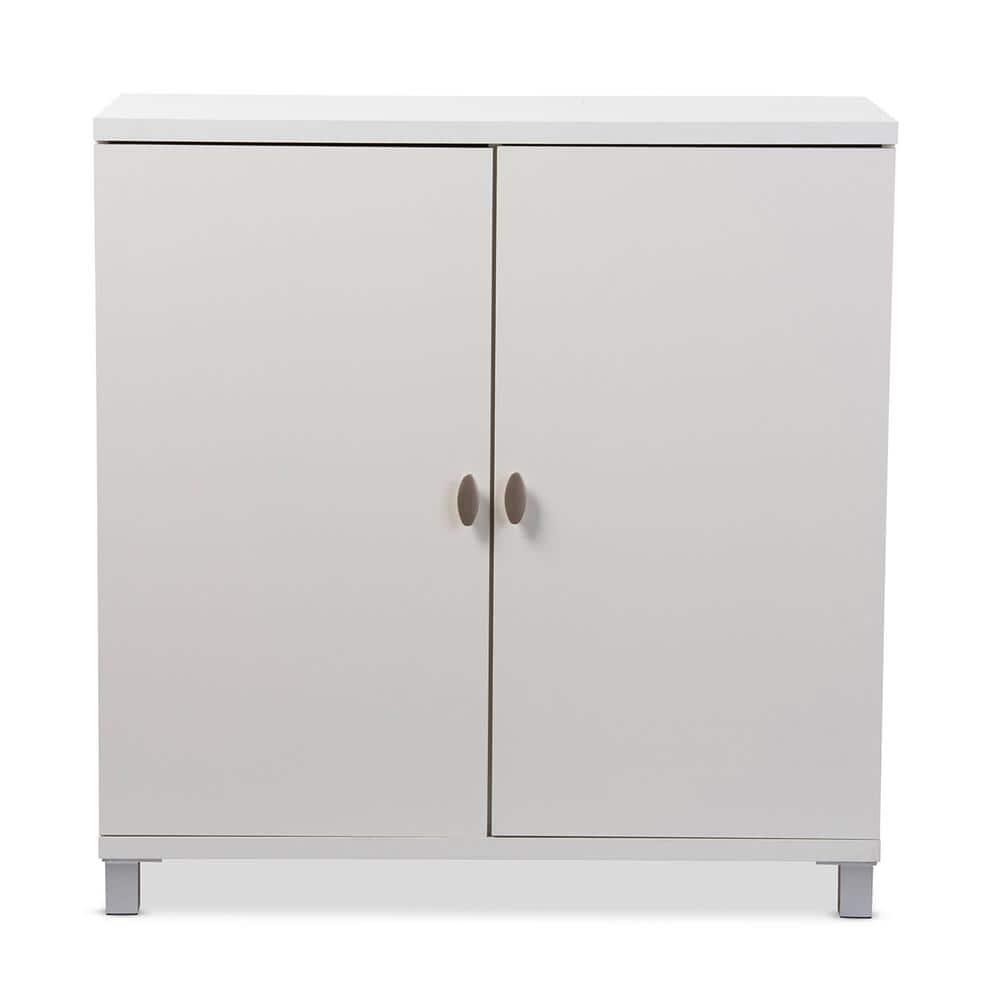 Marcy Modern and Contemporary Wood Entryway Storage Sideboard Cabinet - White - Baxton Studio: Engineered Wood, 5 Shelves, Bag Organizer