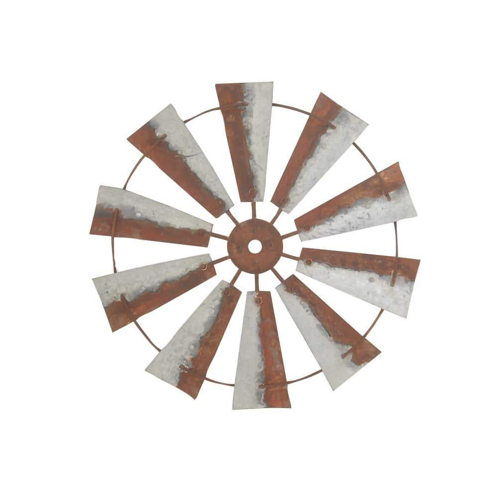 Millwood Pines Metal Indoor Outdoor Windmill Brown Wall Decor