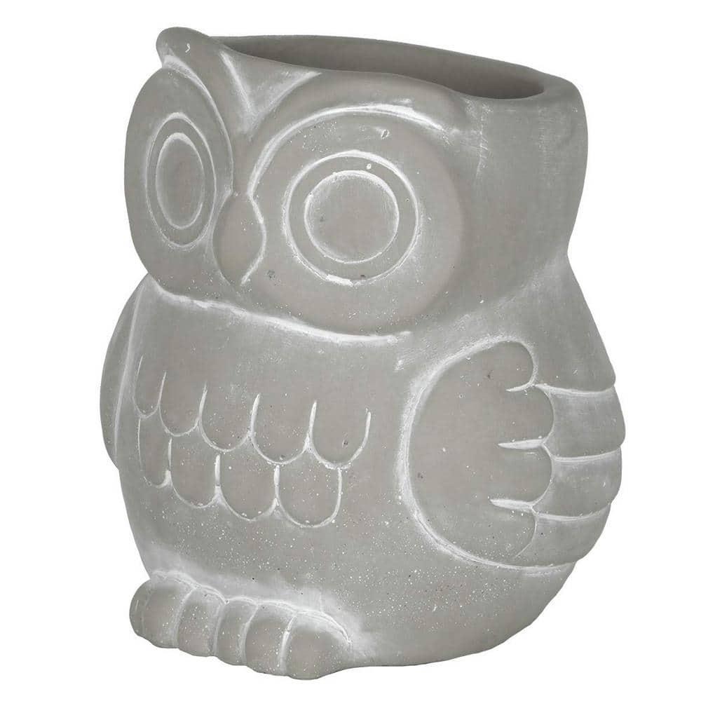 Classic Home and Garden Cement Buddies Indoor/Outdoor Planter with Drainage Hole, Owl, Gray, Small, 4.5in