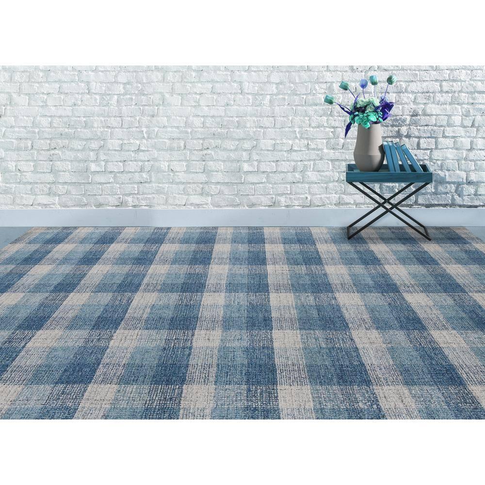 Tartan 2 x 3 Blue Plaid Pattern Area Rug for High Traffic Living Room Dining Room Bedroom