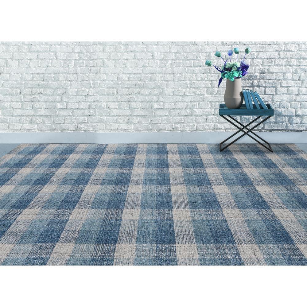 Handmade Blue Wool Tufted 8' x 10' Area Rug