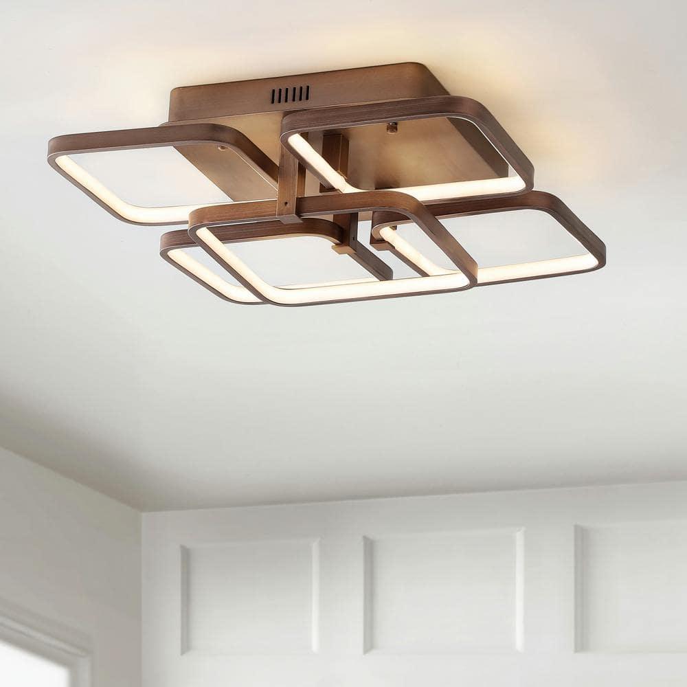 Sebastian 17.5" Integrated LED Metal Flush Mount Ceiling Light, Coffee
